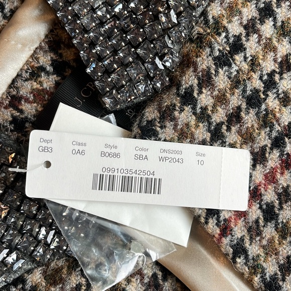 J.Crew Regent Houndstooth Jeweled Collar Wool Blazer- NWT- Size 10 - Picture 16 of 16